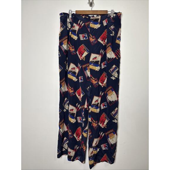 JH Collectibles VTG Silk Pants 22W Wide Leg High Waist Cruise Nautical Whimsical - Picture 1 of 8